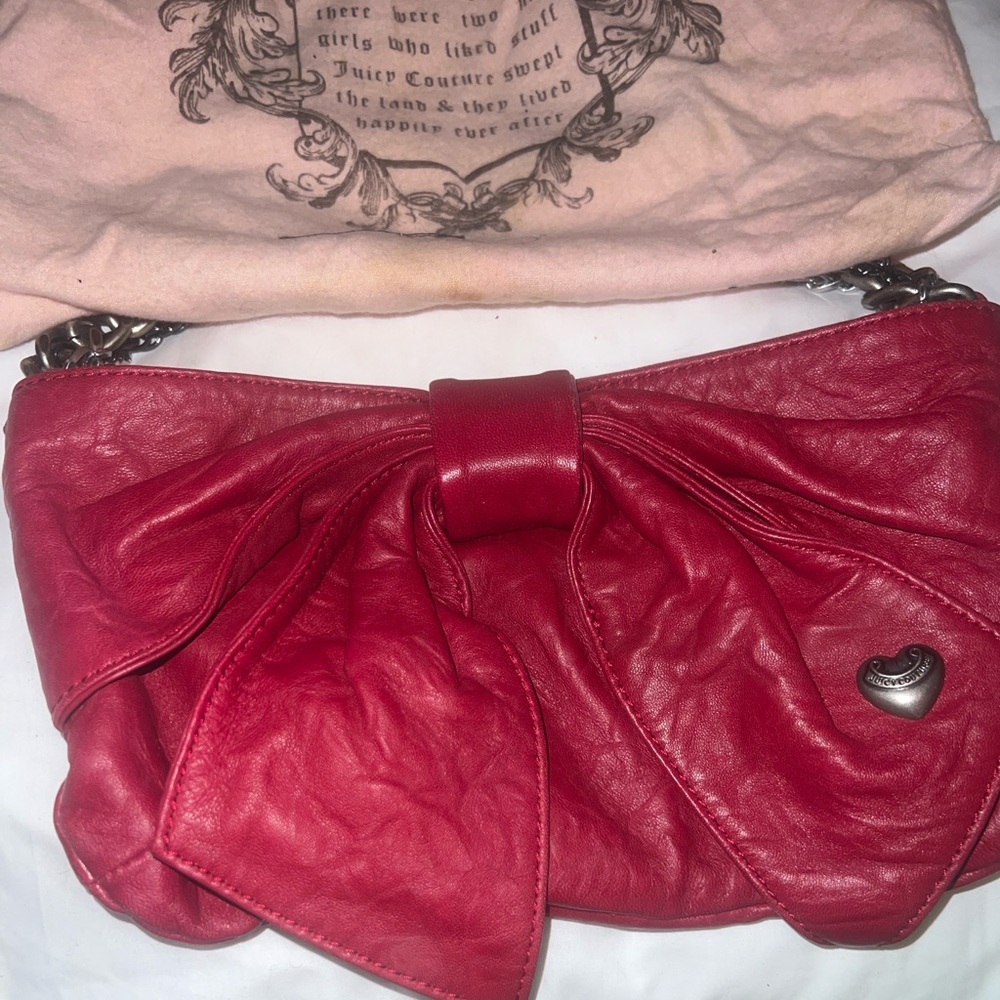 Red lambskin Juicy Couture BOW Purse